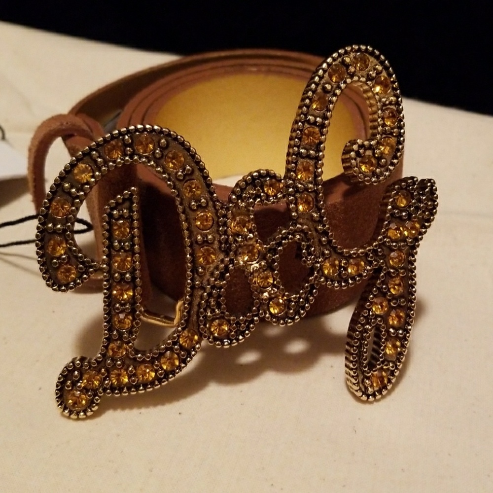 D&G brown/tan suede belt